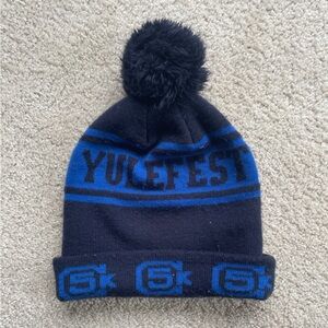 Yulefest Cambridge 5K Blue and Black Pom-Pom Beanie